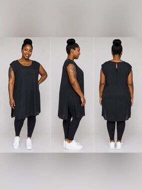 CLEO SLEEVELESS SIDE SPLIT CHIFFON TUNIC - BLACK SIZE 3X (NEW WITH TAGS) A19